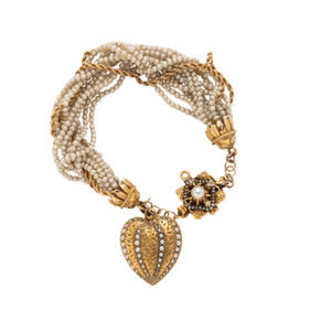 Antique14k Gold & Pearl Bracelet with 14k And Seed Pearl Locket
